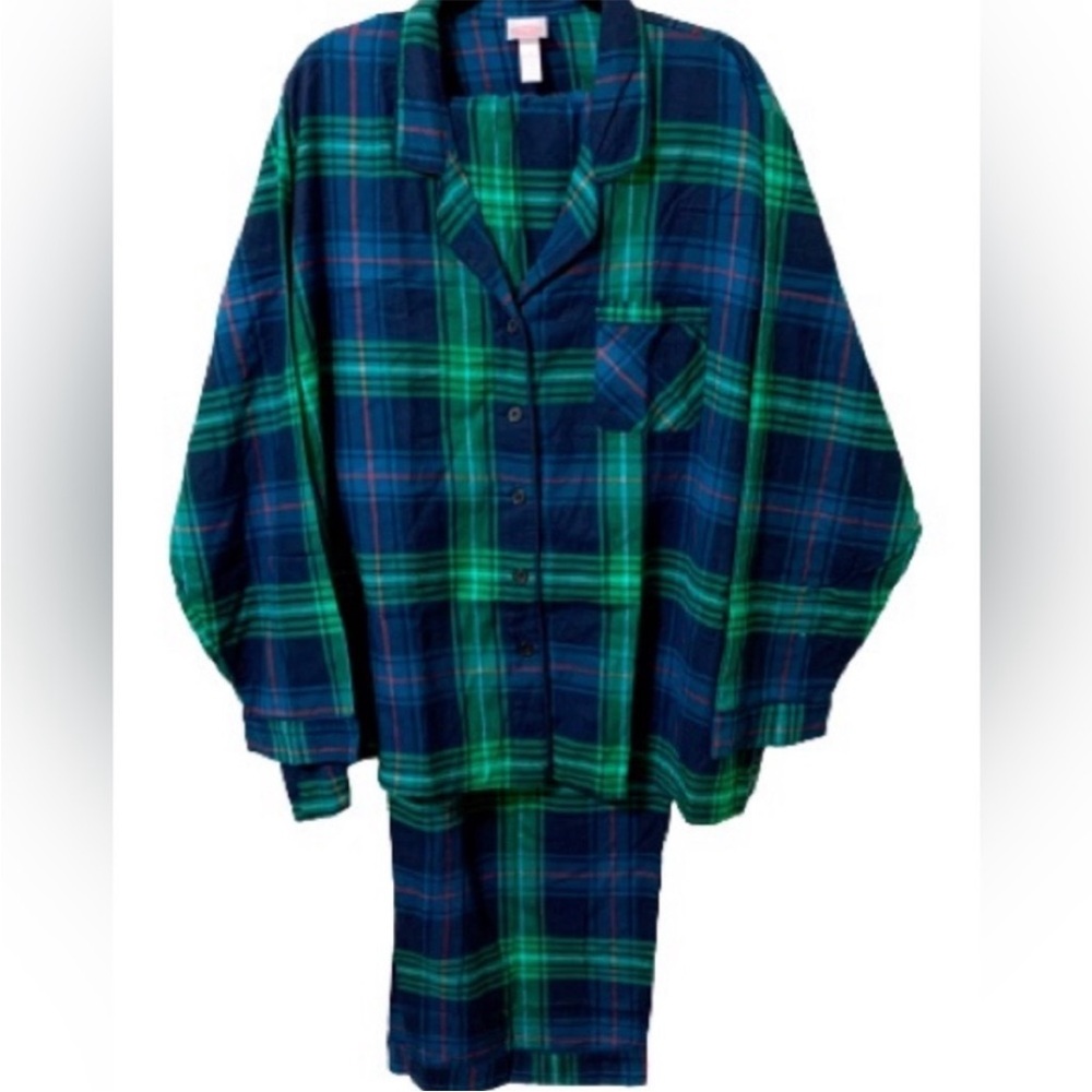 Target wondershop  Holiday Blue Tartan Plaid Flannel men set size Large NWT